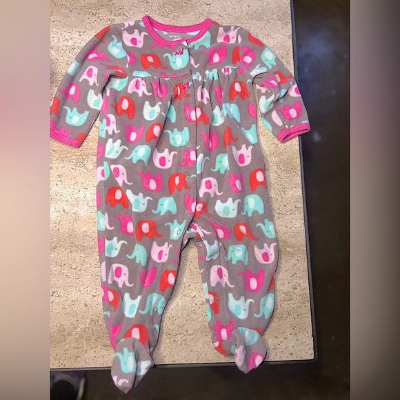 Carters Elephant Onesie 9 Months Button up long sleeve - Picture 2 of 5